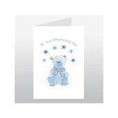Blue Teddy Christening Card